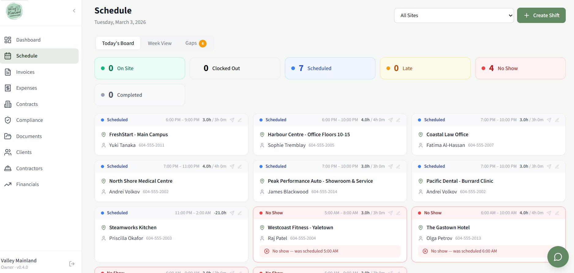 Cleaning operations platform